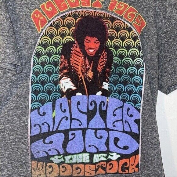 Jimi Hendrix Band Tee Master Band Woodstock T-Shirt Men's Size M Medium - Picture 2 of 3
